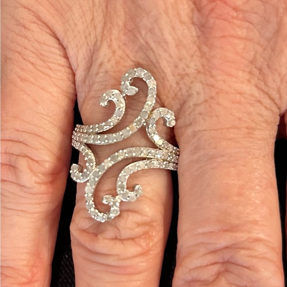 JTV Jewelry - JTV White Diamond Swirl Ring